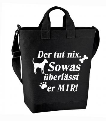 Einkaufstasche in schwarz oder grau - Motiv: Der tut nix..