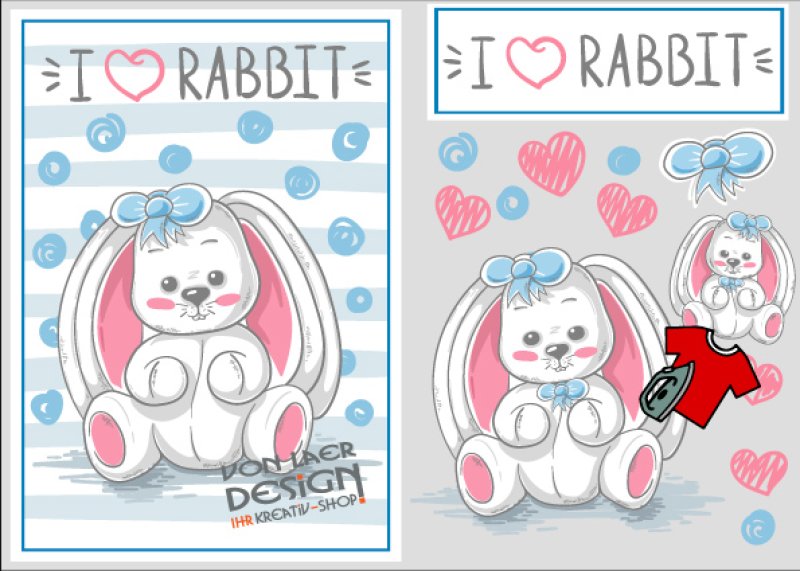Bügelbild-Set - "I ❤ rabbit"