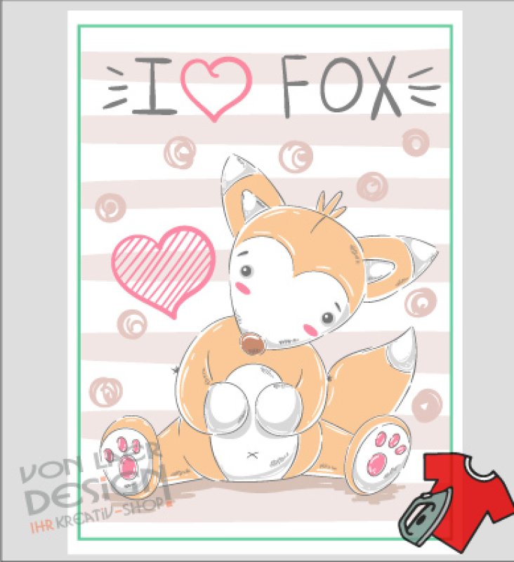 Bügelbild I love fox - Einzelbild