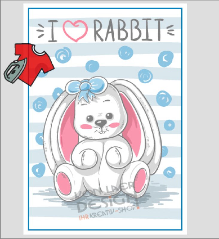 Bügelbild I ❤ rabbit - Einzelbild