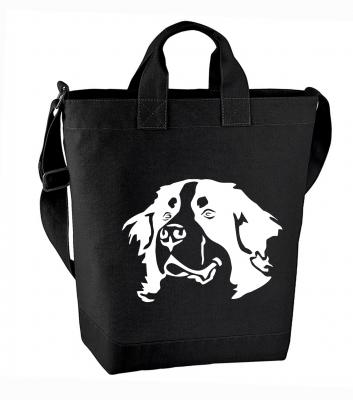 Einkauftasche in schwarz oder grau - Motiv: Berner Sennenhund