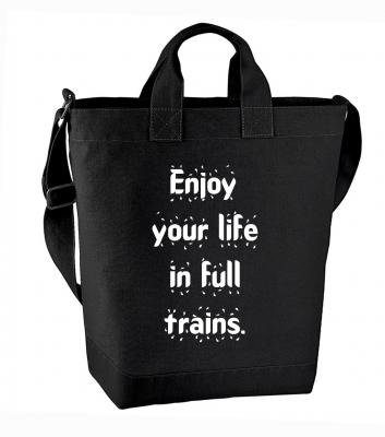 Canvas mit Motiv: Enjoy your life in full trains - schwarz / grau