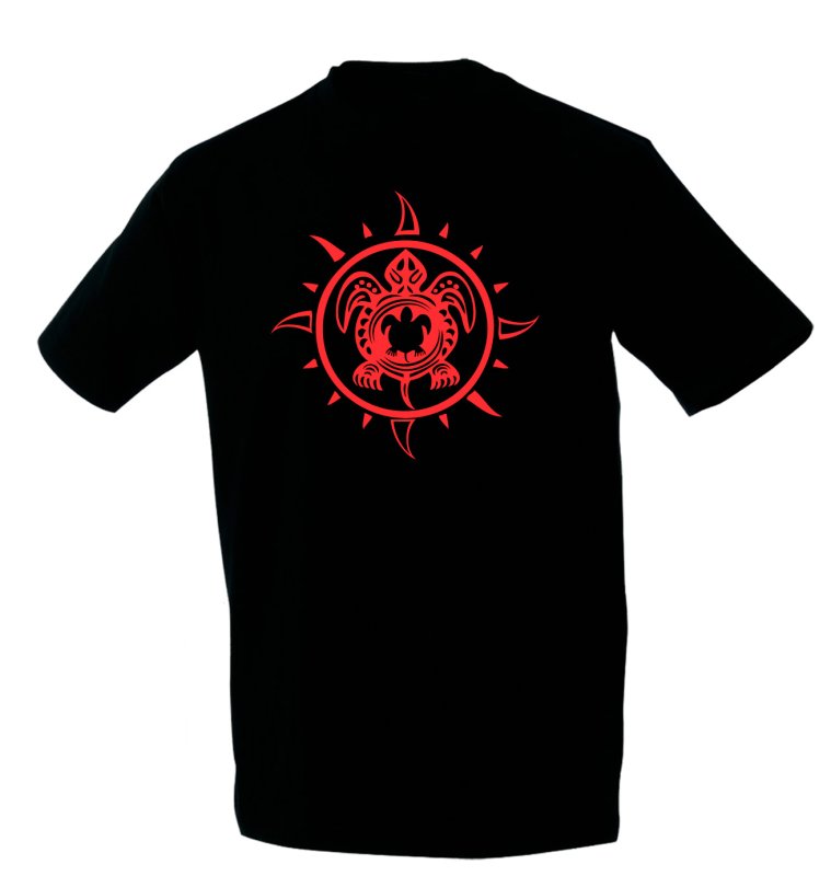 Taucher T-Shirt "Tribal Two Turtle inside Sun"