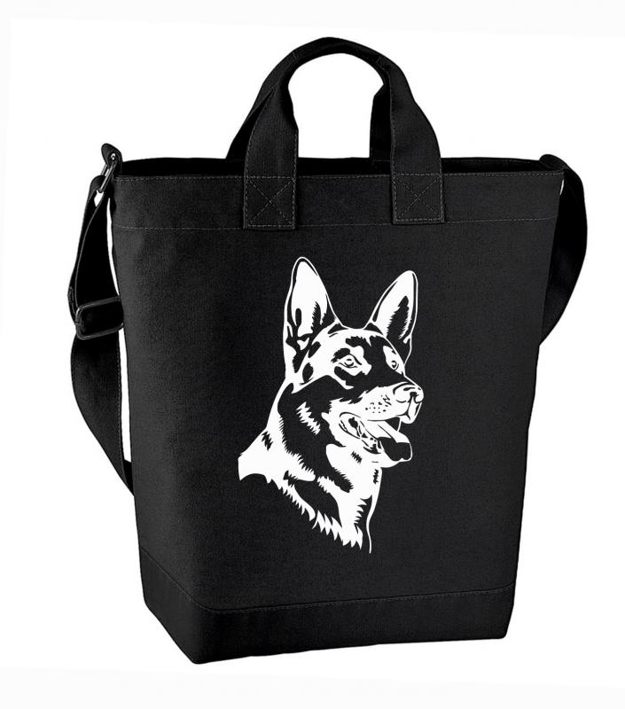 Einkauftasche in schwarz oder grau - Motiv: Schäferhund