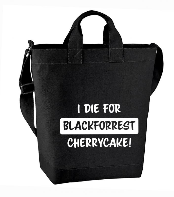Canvas mit Motiv: I die for blackforrest cherrycake! - schwarz / grau
